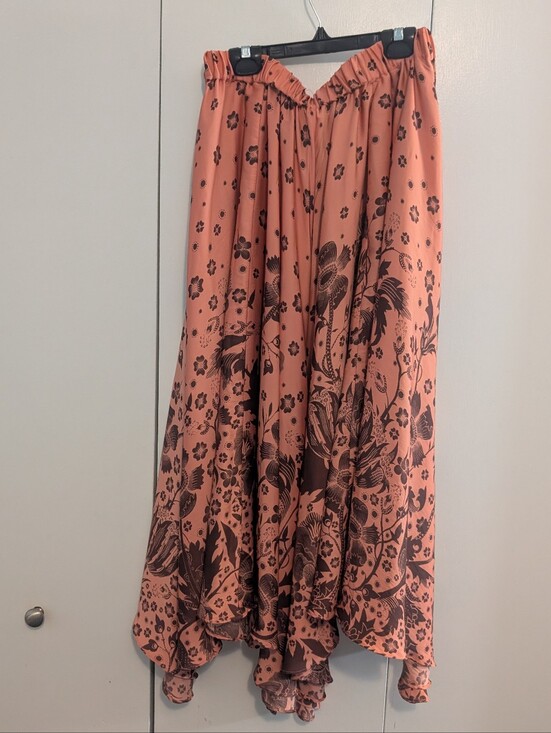 Anthropologie Dresses & Skirts - Anthropologie Florence Balducci Floral Coral Briwn Flowy Satin Maxi Skirt